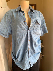 vintage denim button up shirt mens ... M ^^^