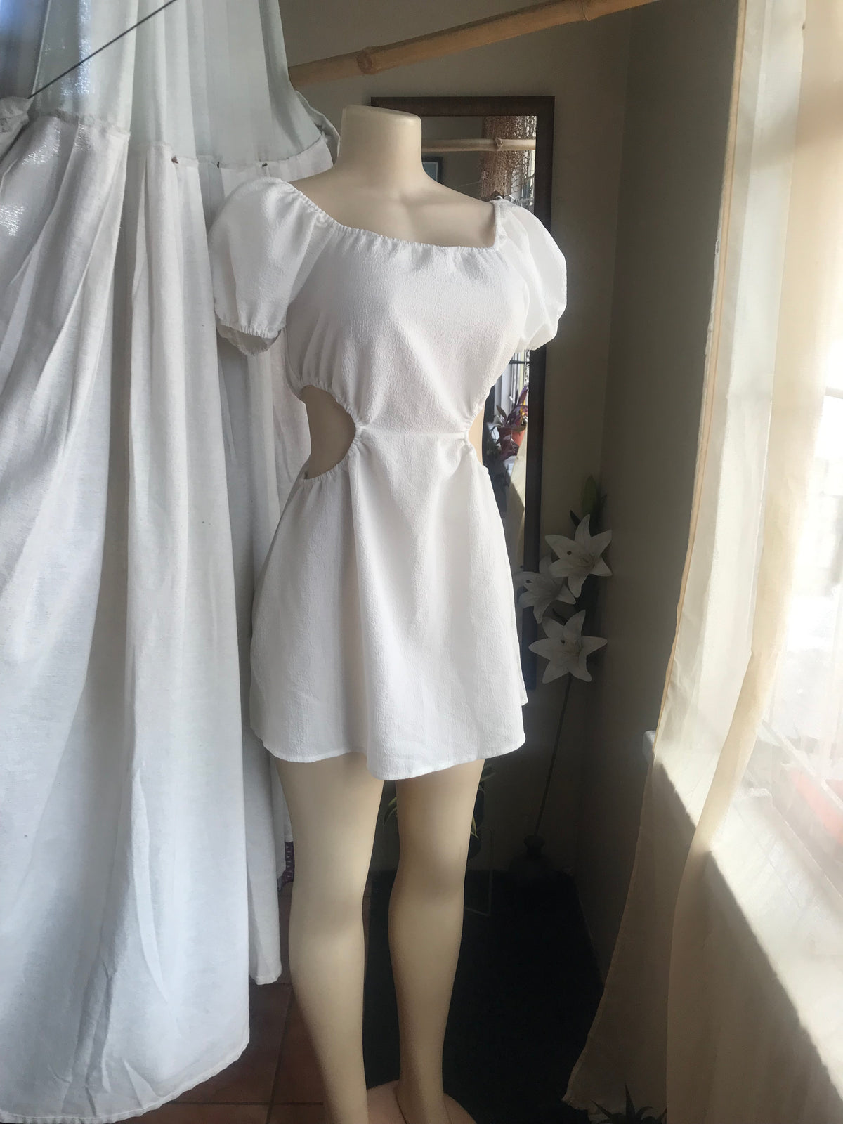 White cutout sides mini dress s