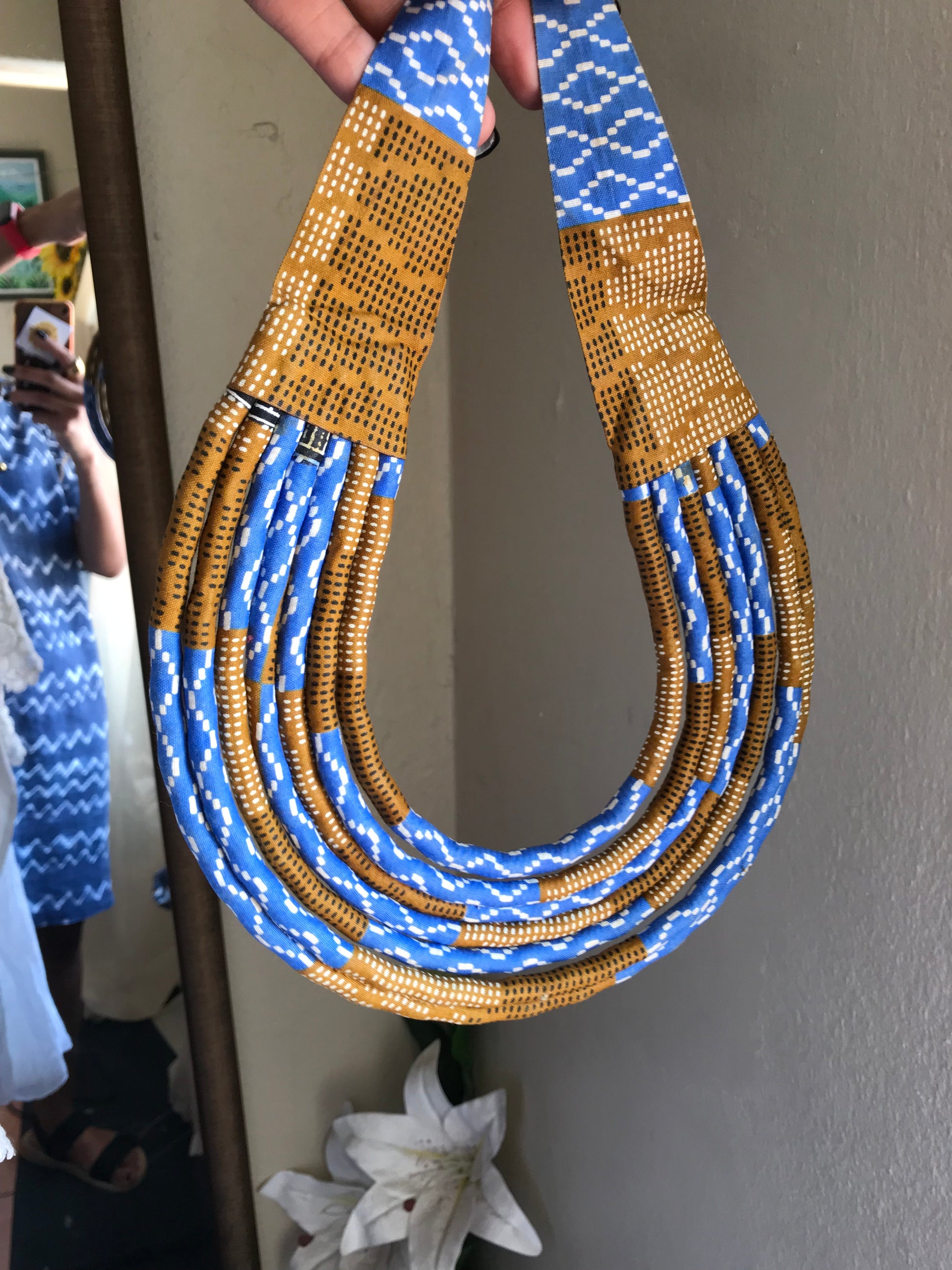African Statement Neck Piece *** Blue Brown