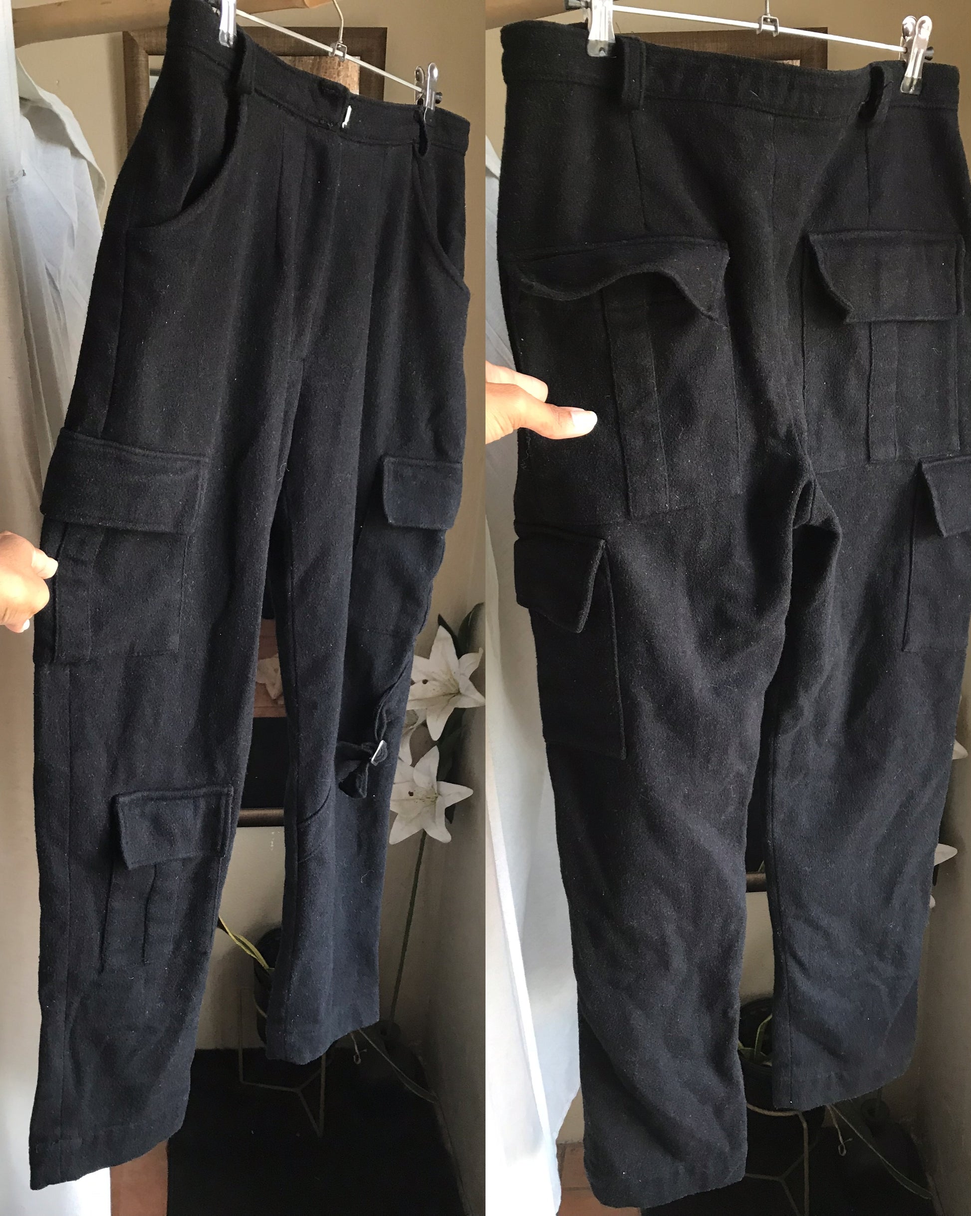 black fleece cargo pants ::: w30/M