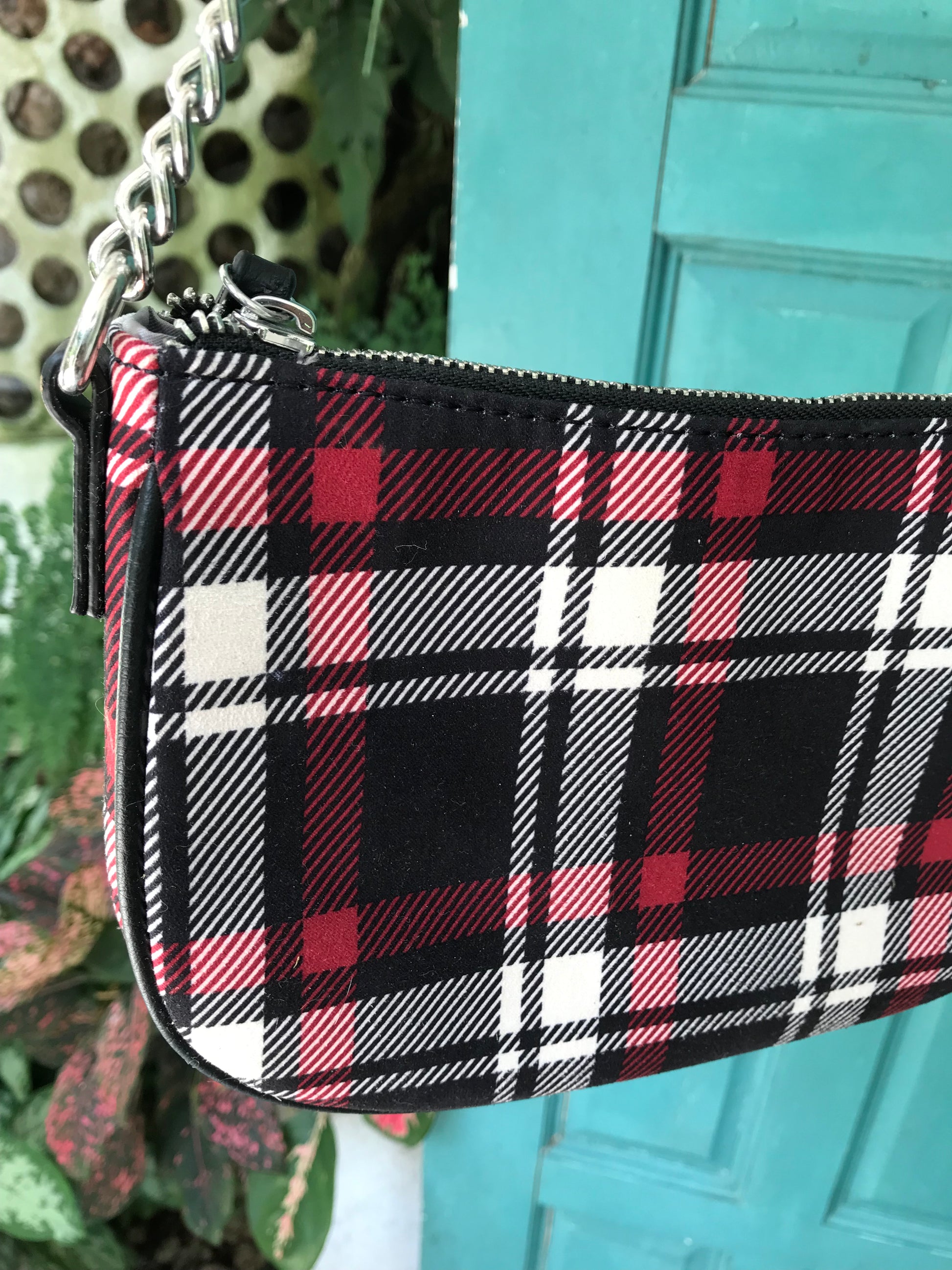 Unused tartan shoulder bag