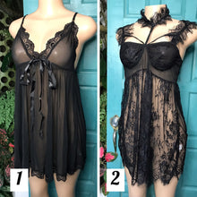 Load image into Gallery viewer, lllNew mesh nightie lingerie ribbon (/XL : 2X) • New lace nightie lingerie fringe choker ()
