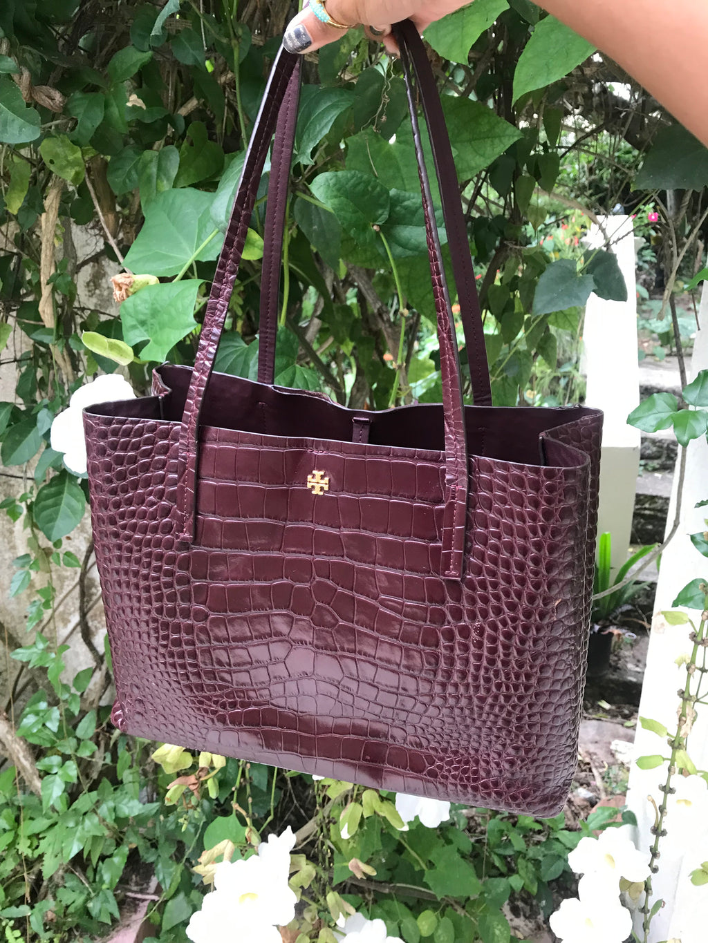 Tory Burch Perry Tote  crocodile-embossed *** Leather Bag