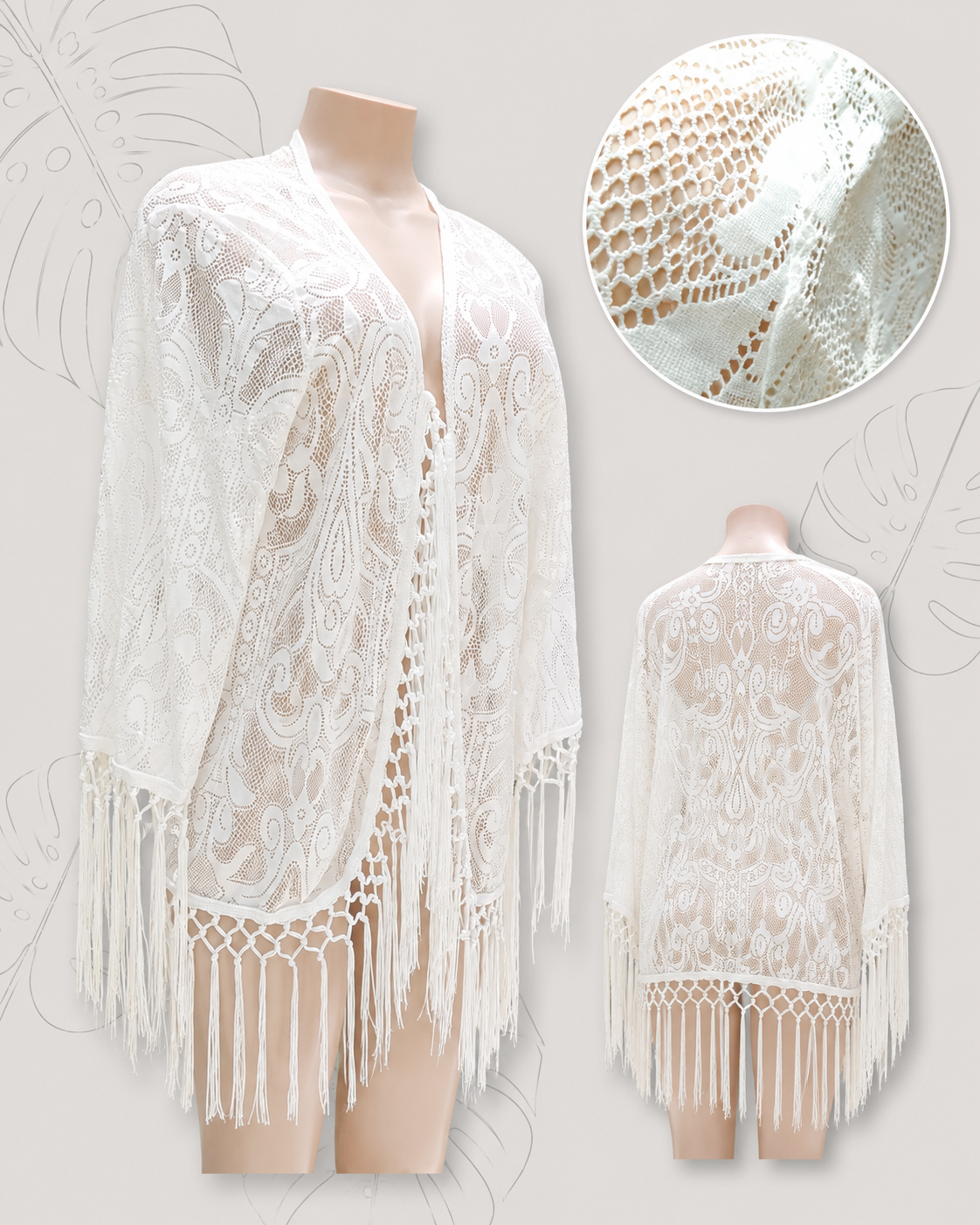 white tassel lace coverup >>> plus /xl