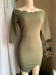 Olive Off the shoulder 3/4 sleeve cocktail dress L