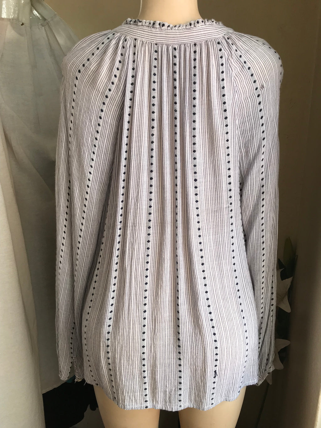 organic made in india navy stripe long sleeve blouse ... /xl
