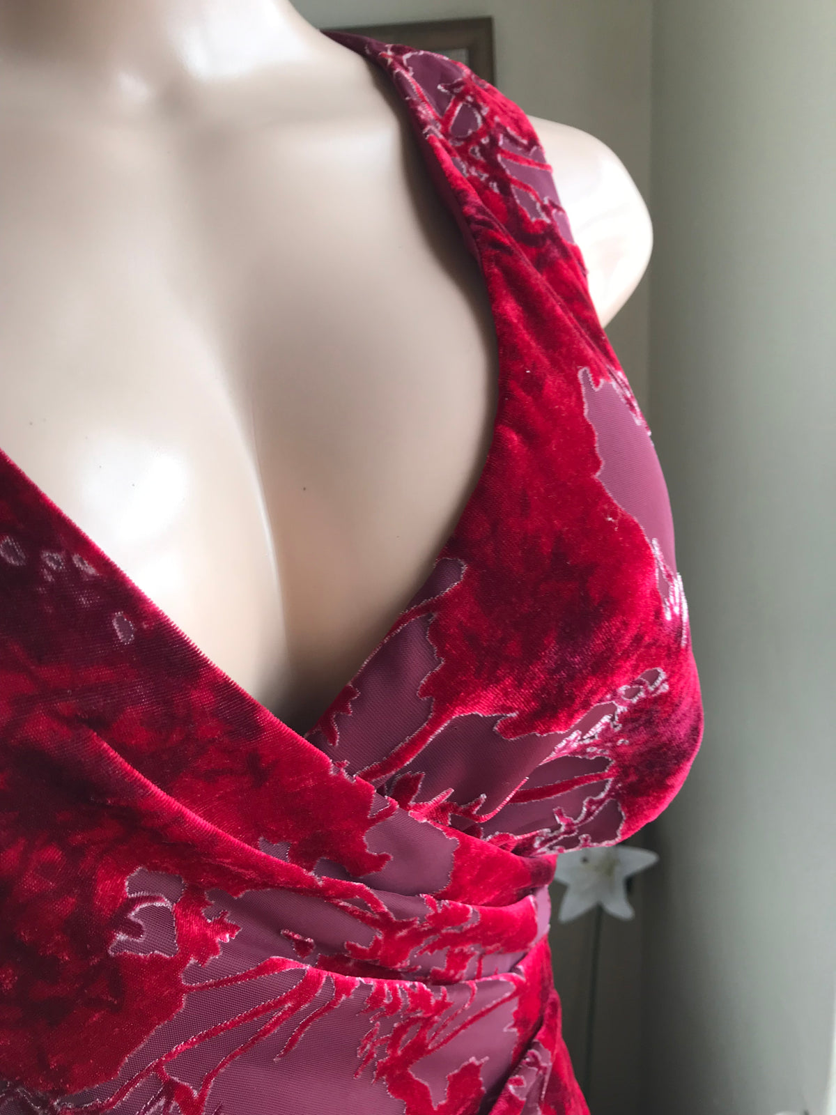velvet deep red retro dress semi formal . L