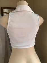 Load image into Gallery viewer, White ribbed mini crop top with collar … M
