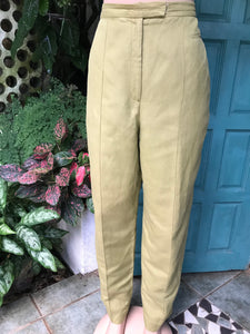 vintage linen blend olive green high waist pants ,,, M ^^^ :::