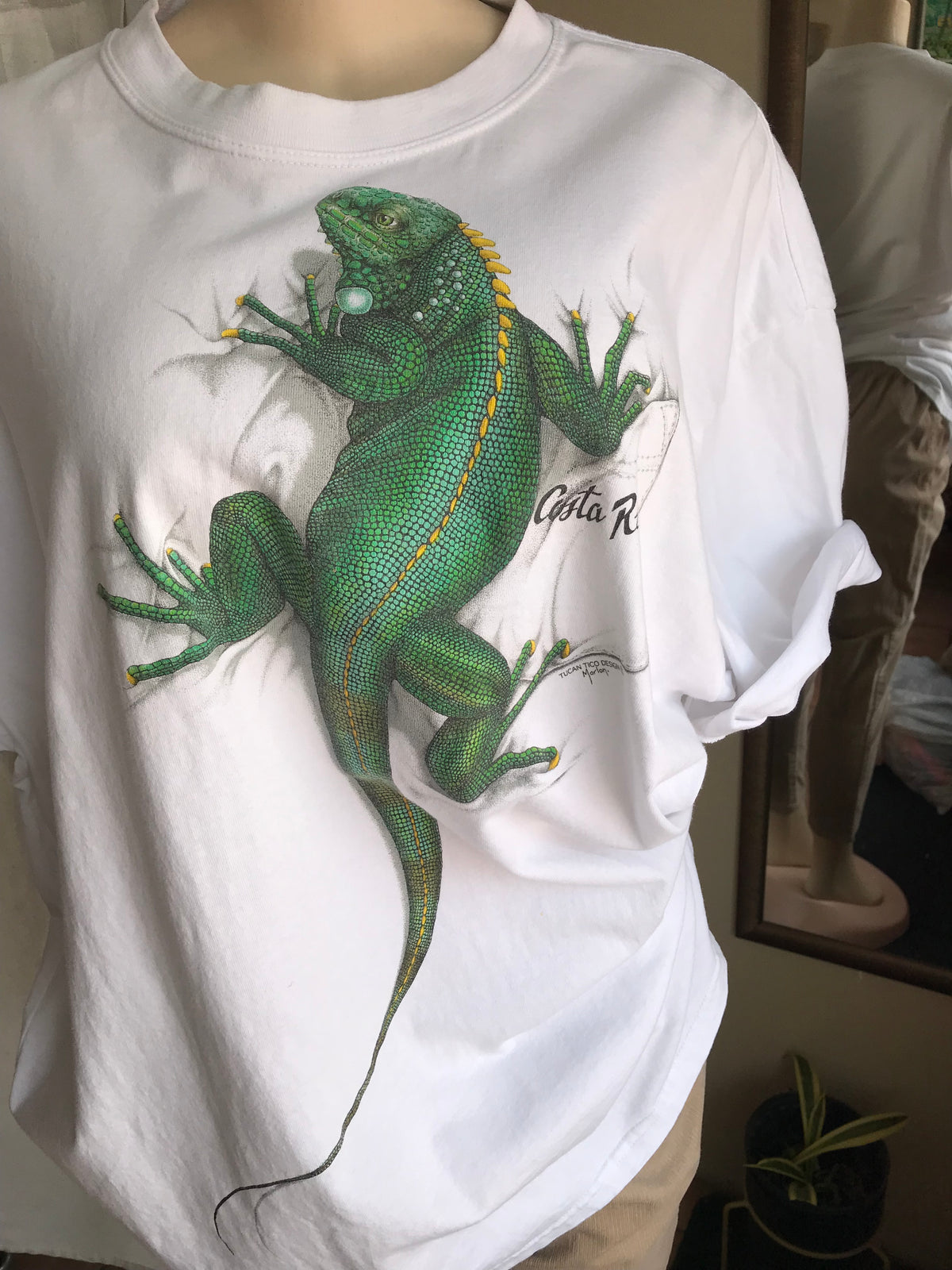 White iguana graphic tee cotton... /XL,,,