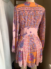 Load image into Gallery viewer, Free people floral patterned pink dress with orange tie details s (one tie missing)
