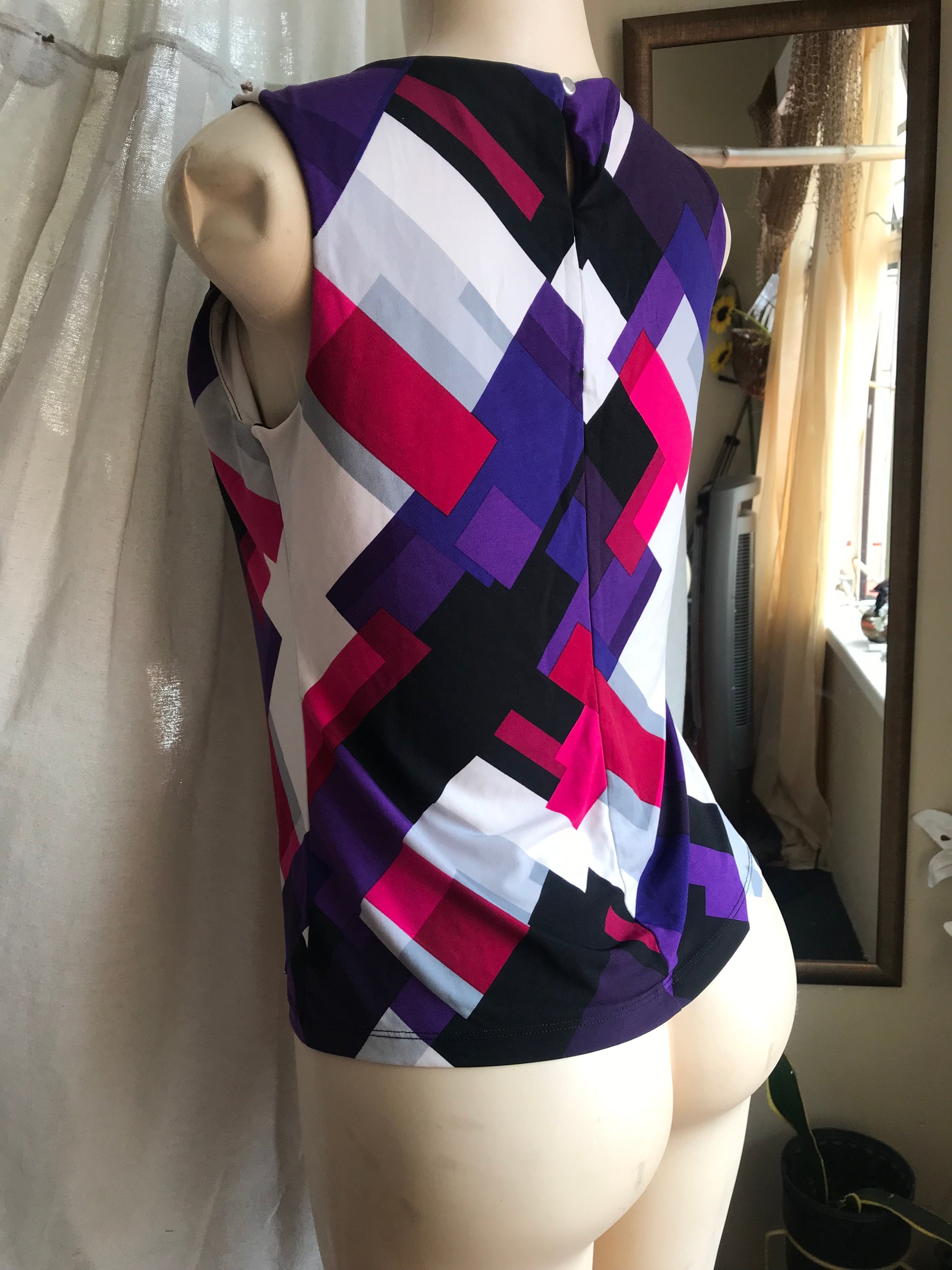 calvin klein print sleeveless professional blouse ... m
