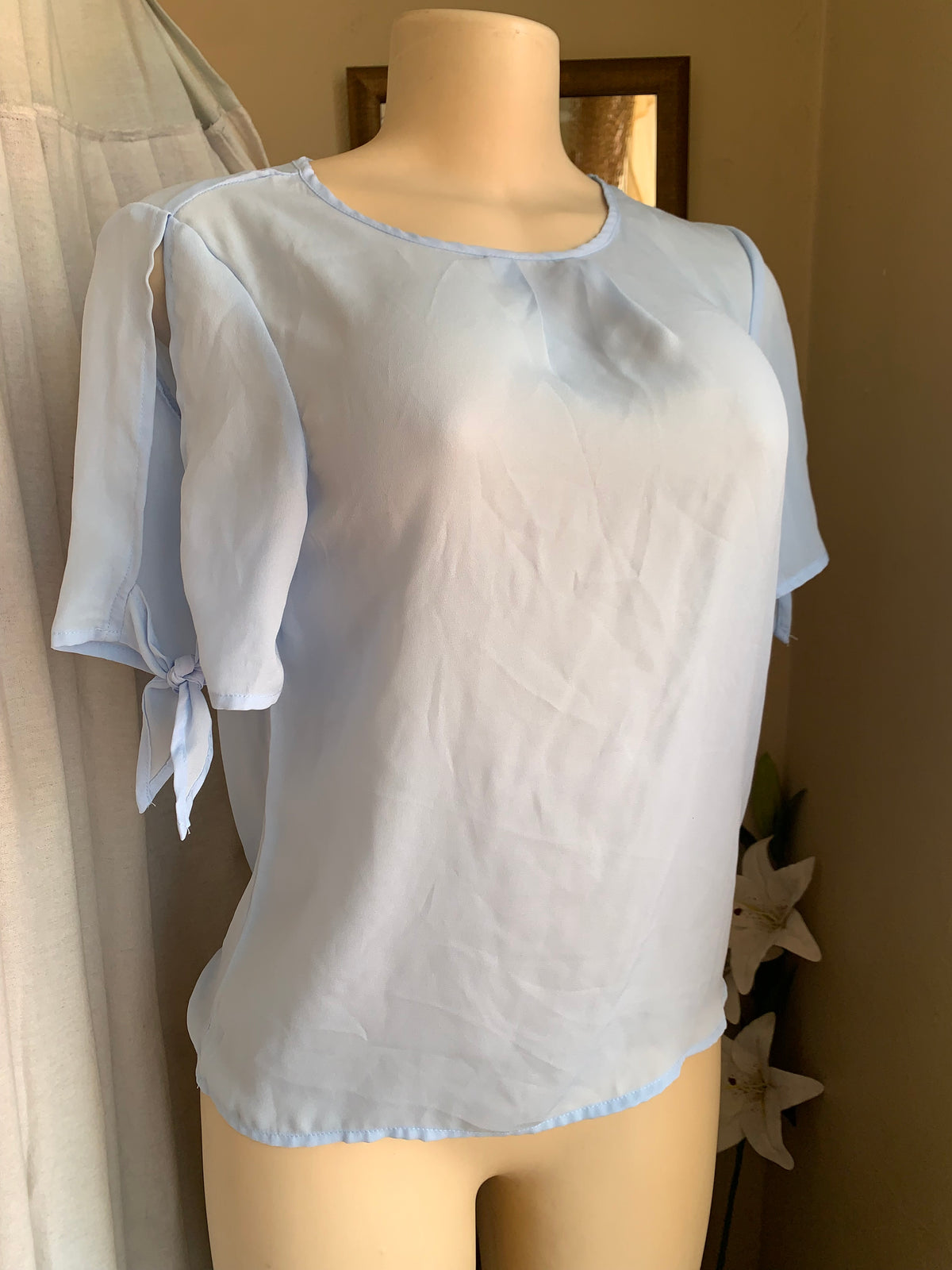 Sheer baby blue professional blouse … s