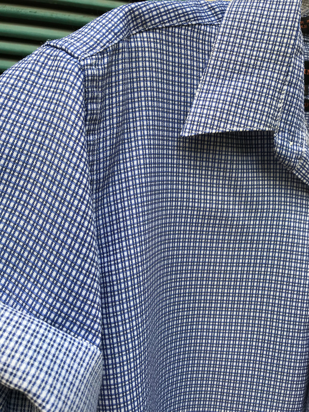 blue fine plaid mens shirt m
