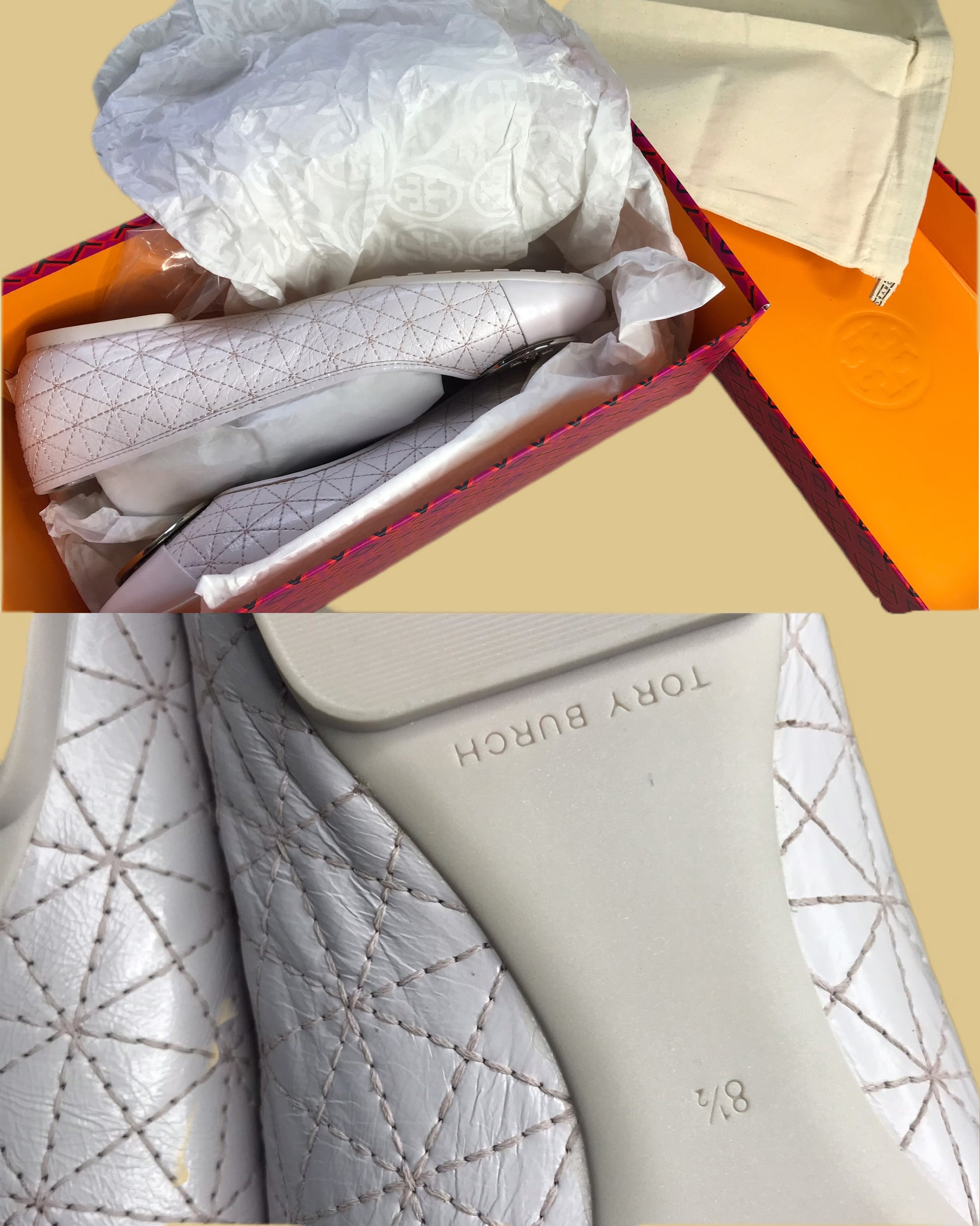 New in Box Tory Burch quilted light purple Ballet Flats *** size 8.5