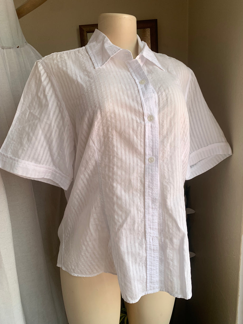 Cotton white stripe shirt … L /XL ,,,