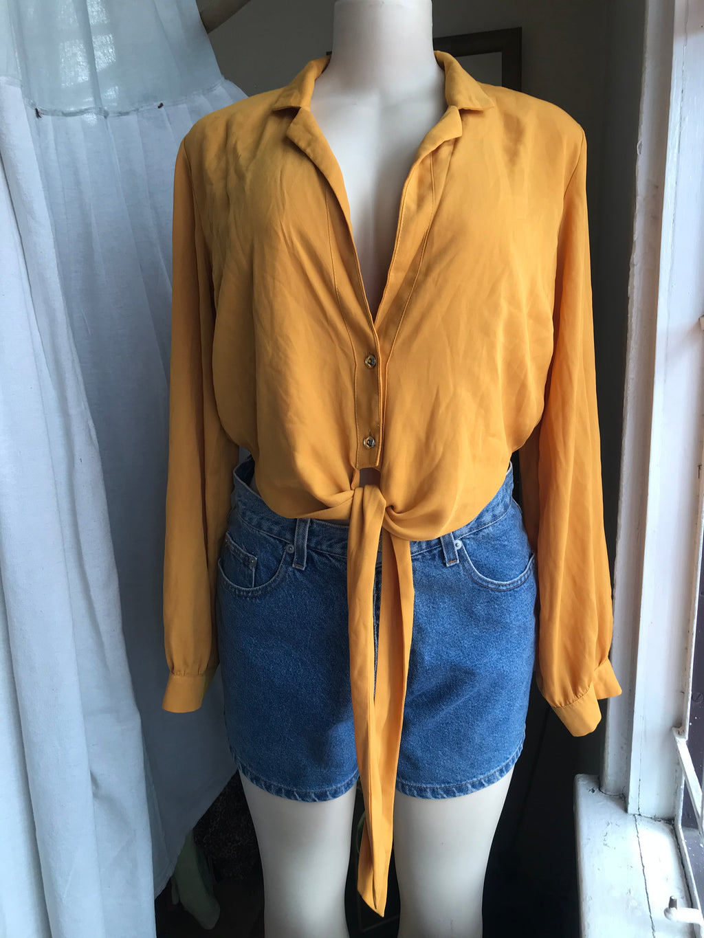 Mustard Yellow button tie top … L