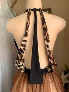 Black brown cheetah maxi dress/ gown M