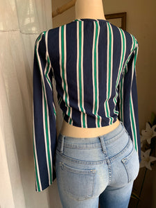 Stripe front tie crop top … Xs/s