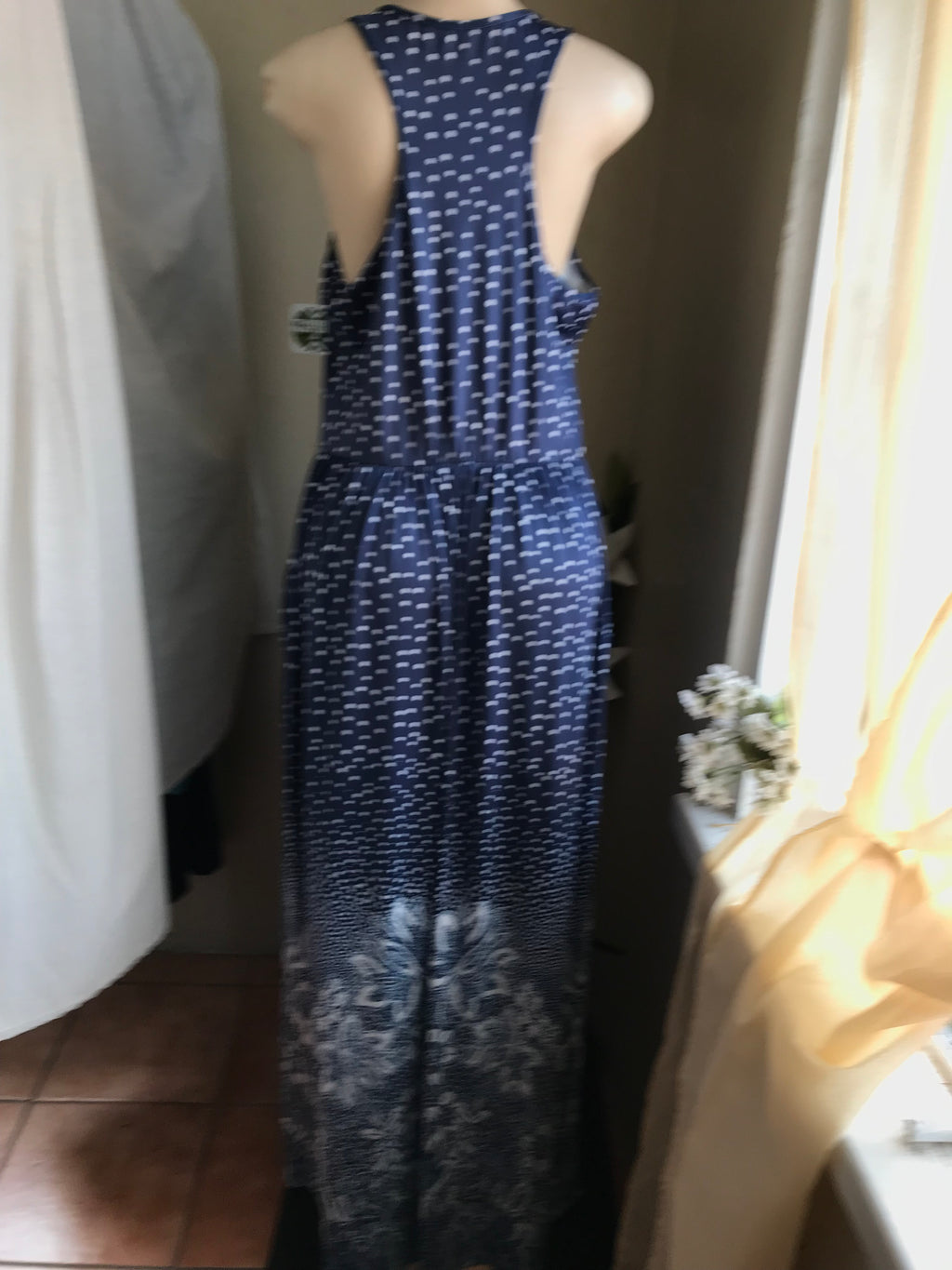 navy polka maxi dress /xl