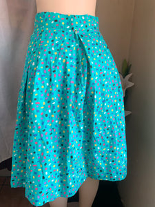 Turquoise confetti printed cotton A-line skirt ,,, s