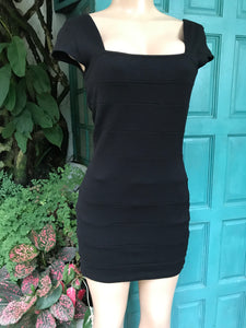 Black micro sleeve bodycon dress semi formal M