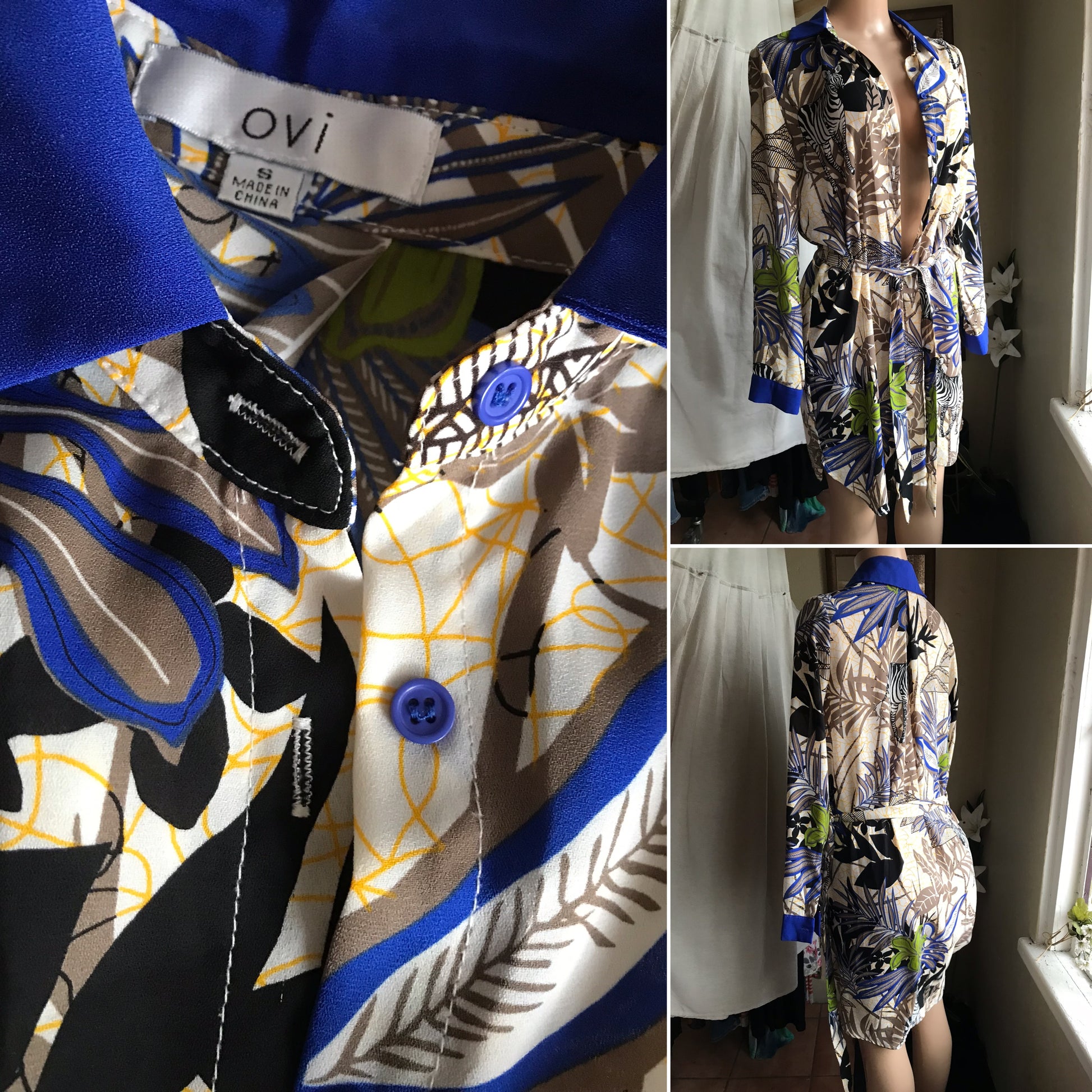tropical floral shirtdress . size small/med