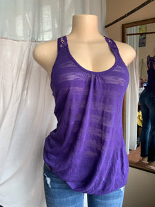 True purple tank top with lace back detail … Llll