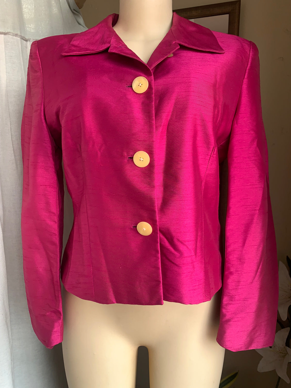Hot Pink silk vintage metallic blazer >>> m/L