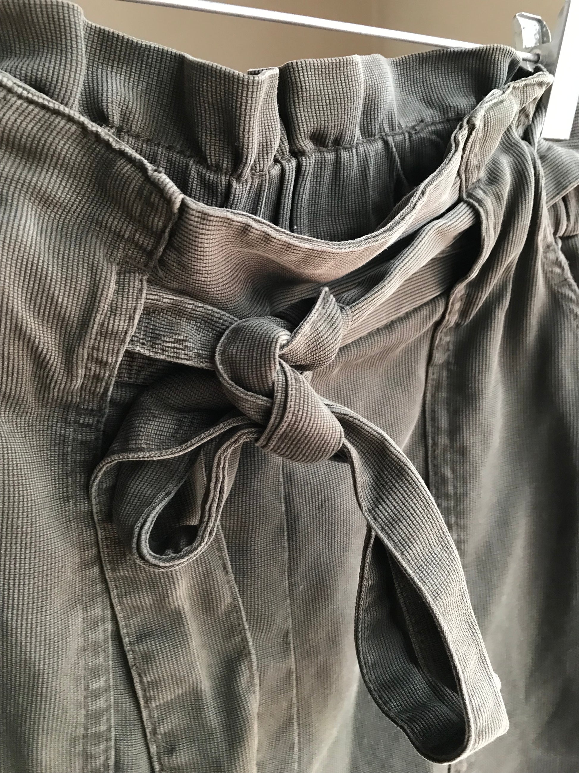 army green corduroy shorts tie ruffle top with pockets s