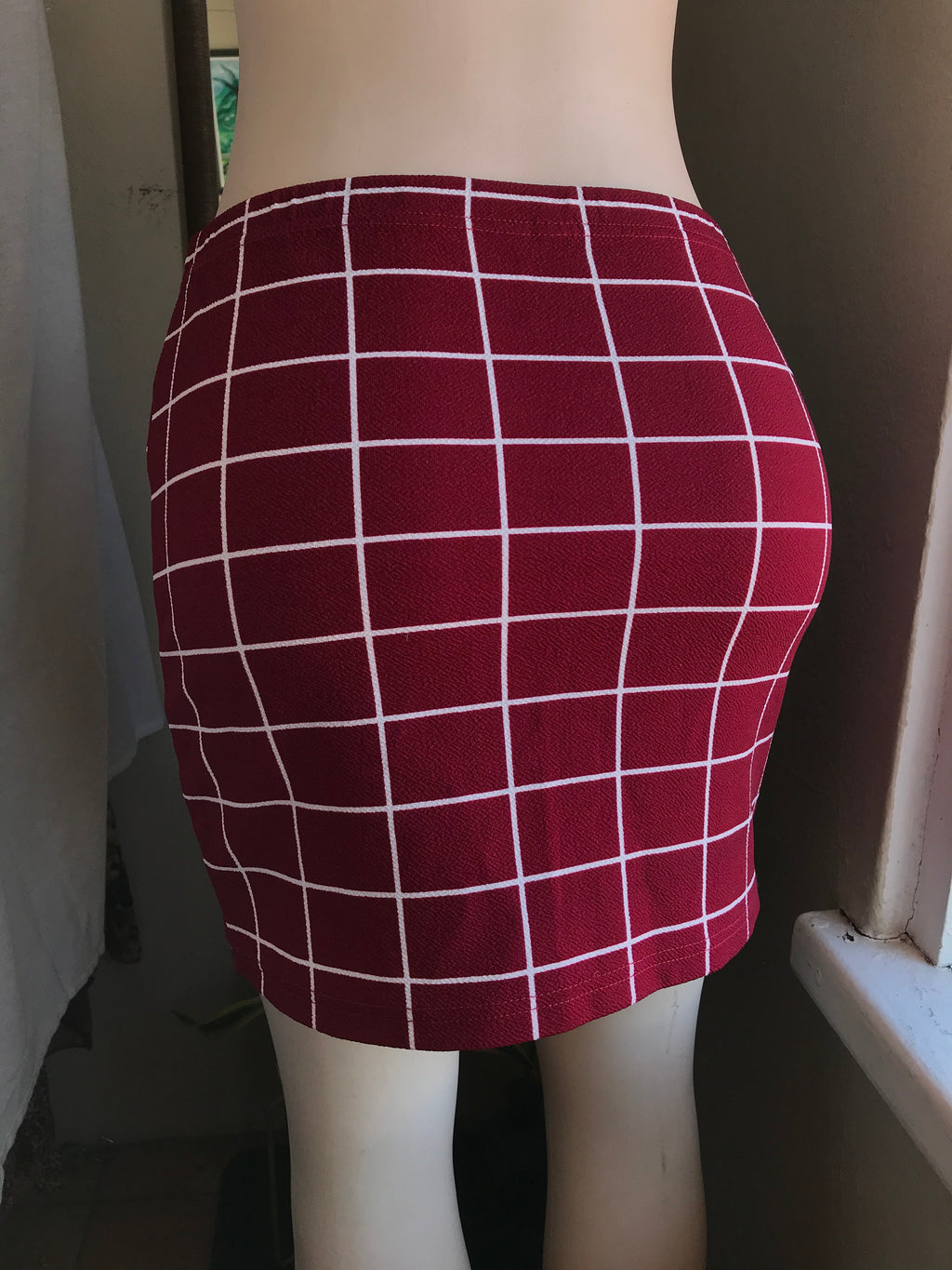 Red checkered mini skirt M