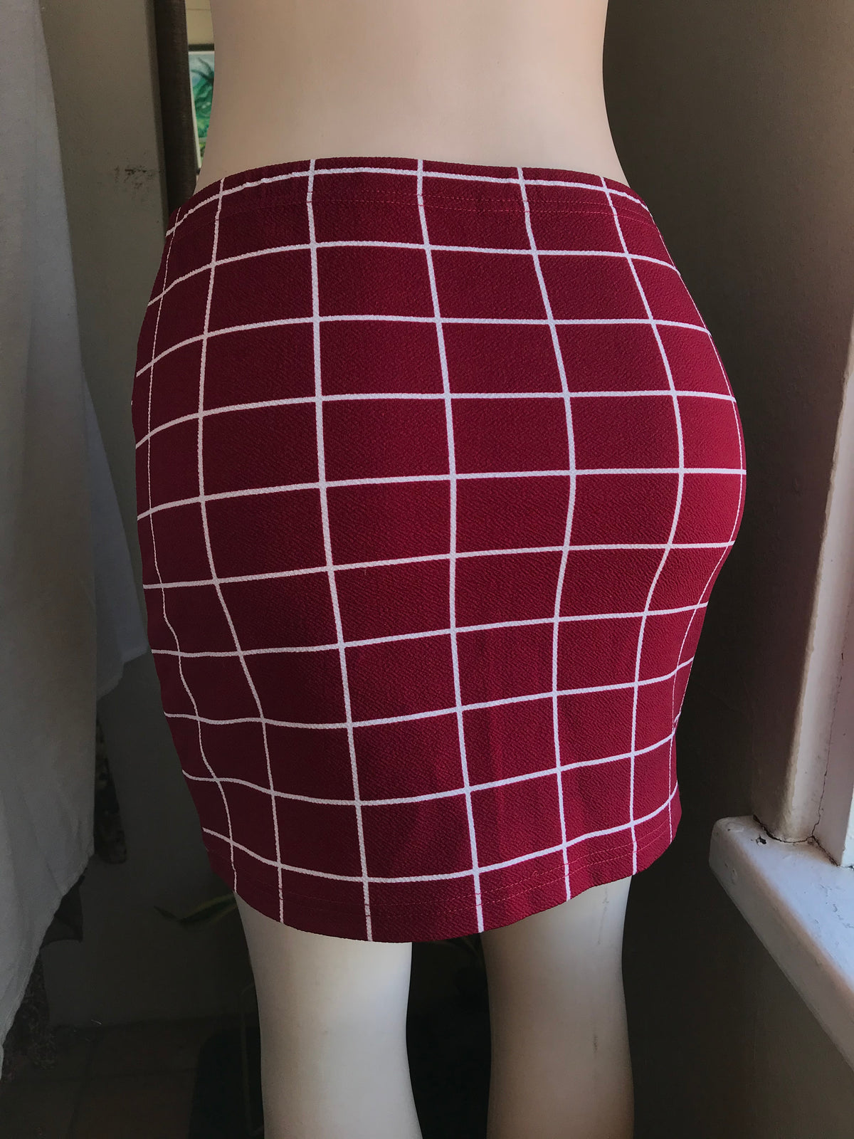 Red checkered mini skirt M