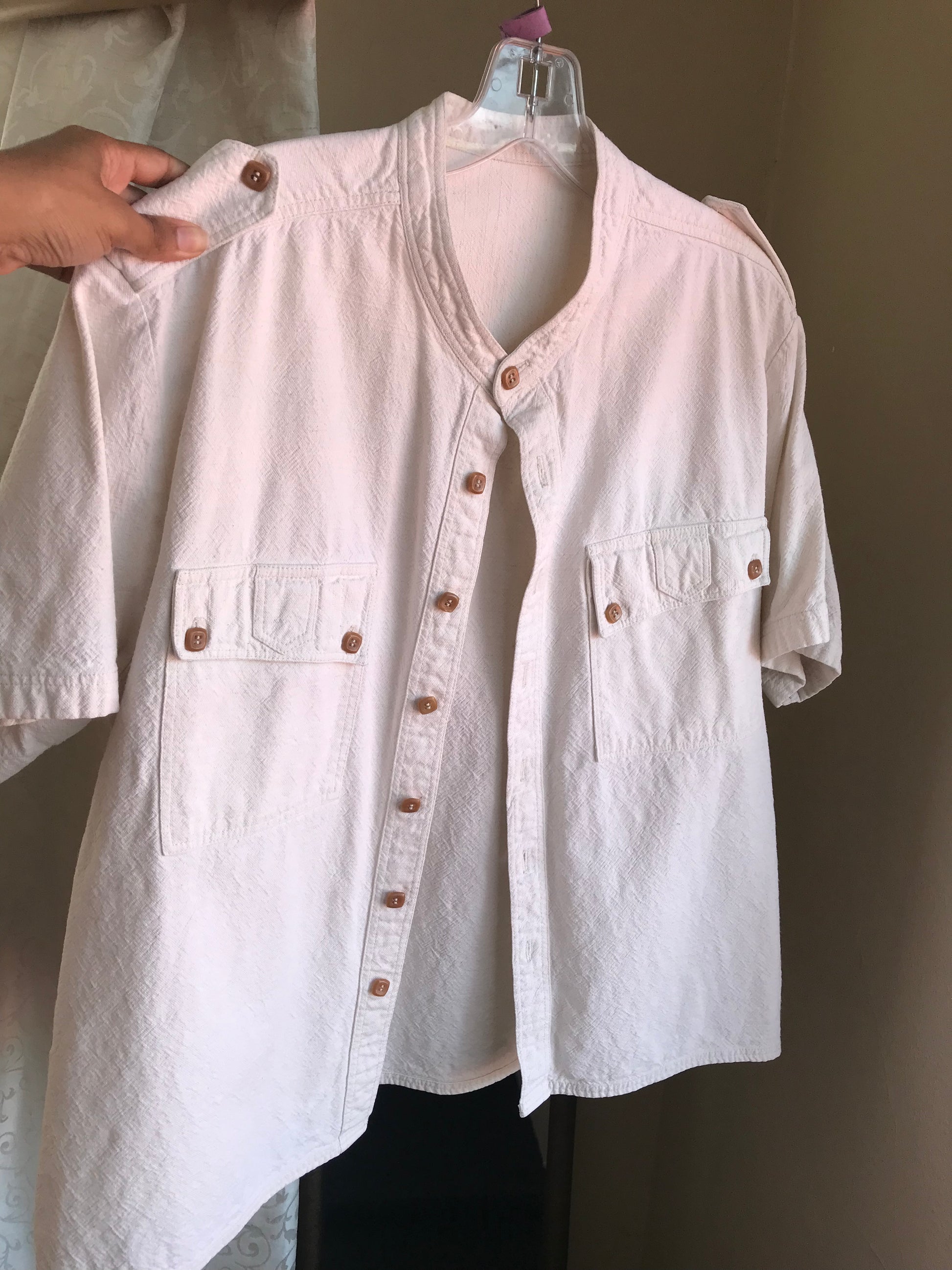 Vintage linen mens shirt Jamaica made - M/ L