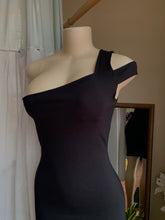 Load image into Gallery viewer, Black one shoulder cocktail dress M
