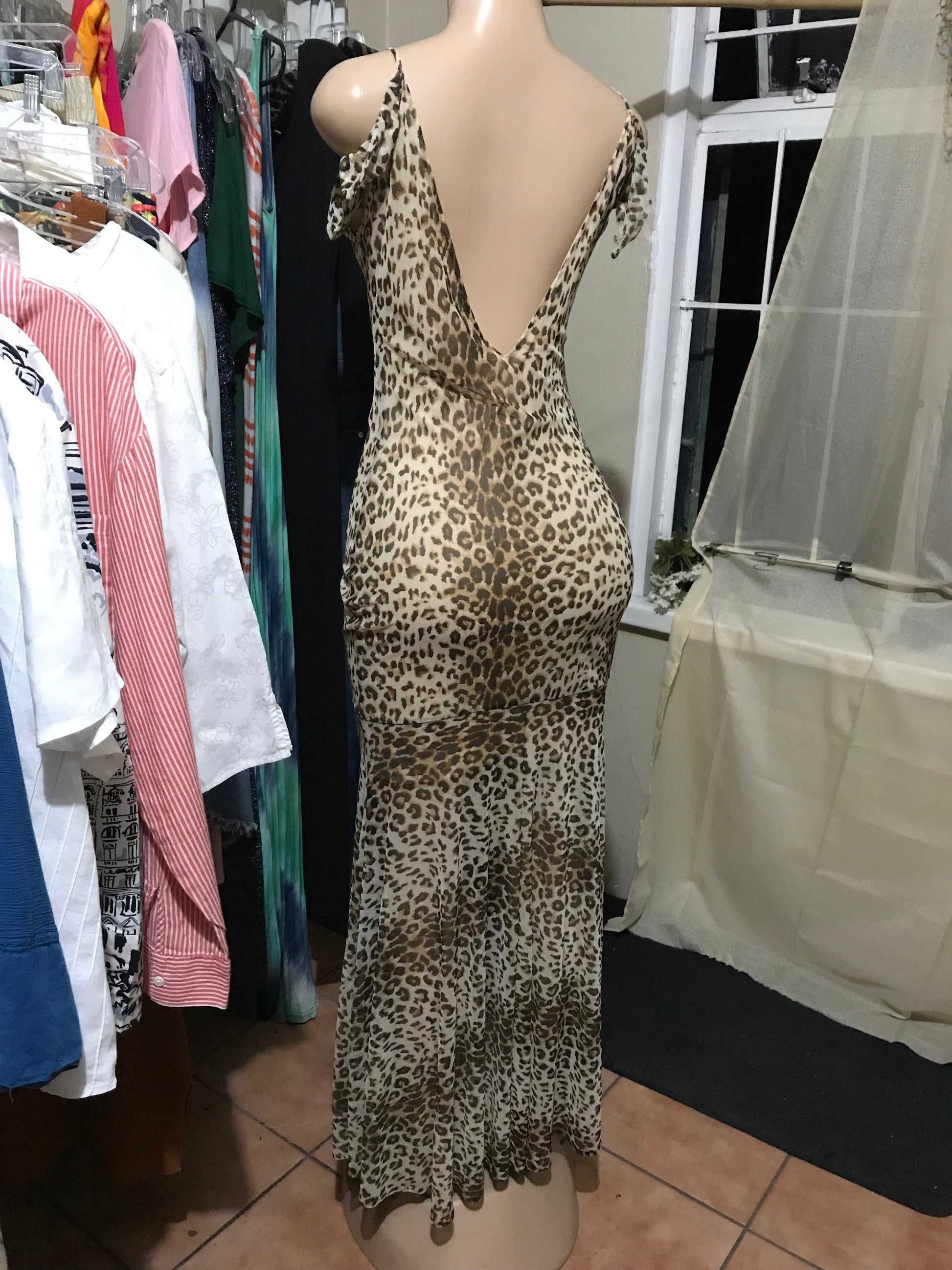 bcbg cheetah maxi dress vintage