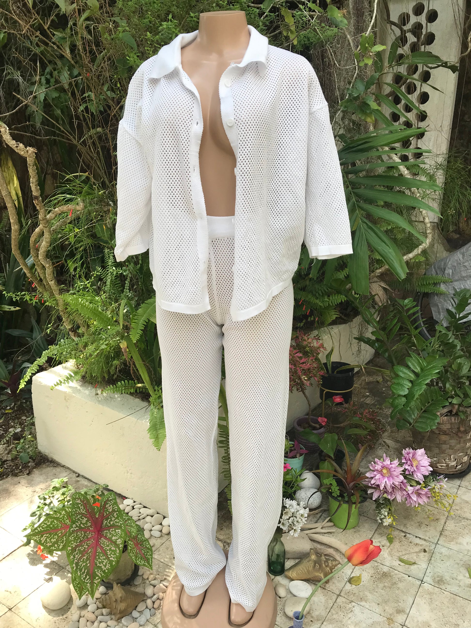 White mesh pants set like new ::: m/L