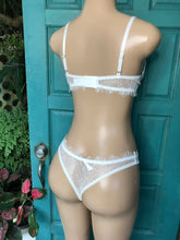 Load image into Gallery viewer, lllNew white 2 piece lace lingerie. S &amp; L • New black 2 piece ribbon tie S &amp; M
