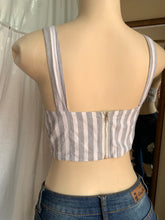 Load image into Gallery viewer, Organic striped tie up crop top with back zipper ,,, s …
