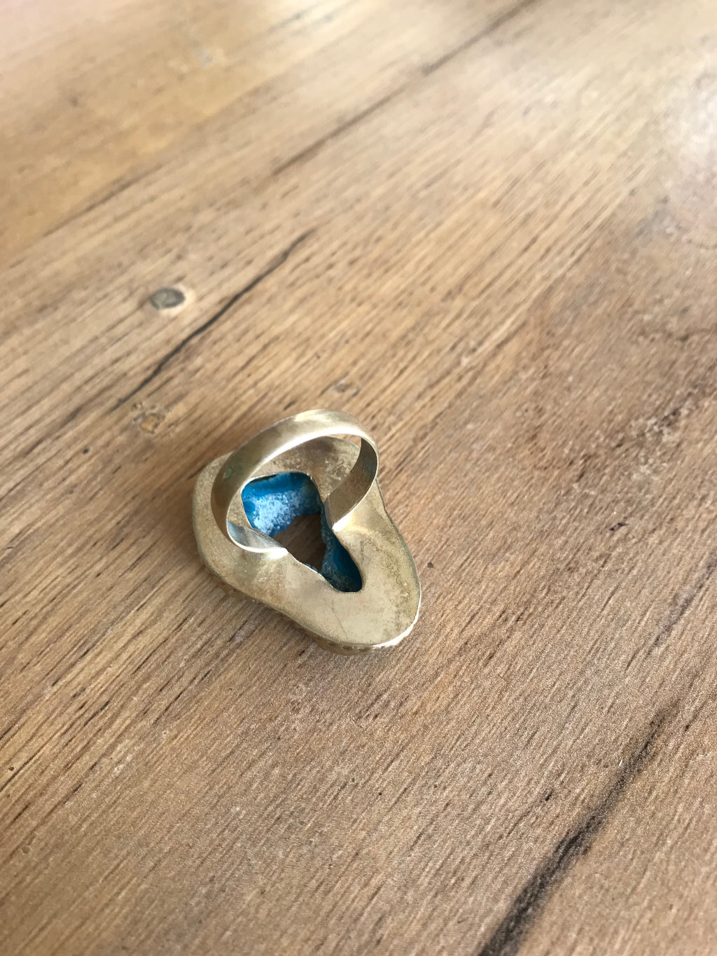 Sterling silver blue geode ring size large