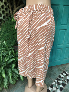 Cream organic zebra stripe wrap midi skirt. M-L ,,,