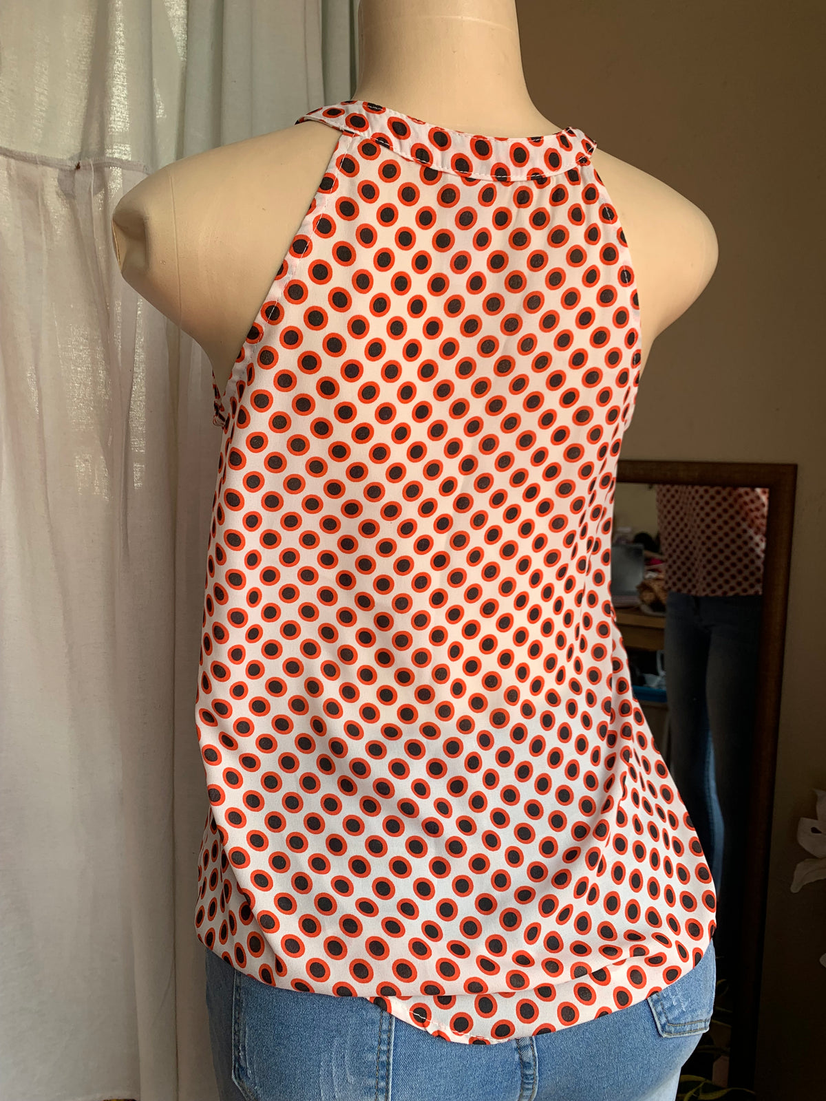 Black+Red Polka dot sleeveless blouse … s