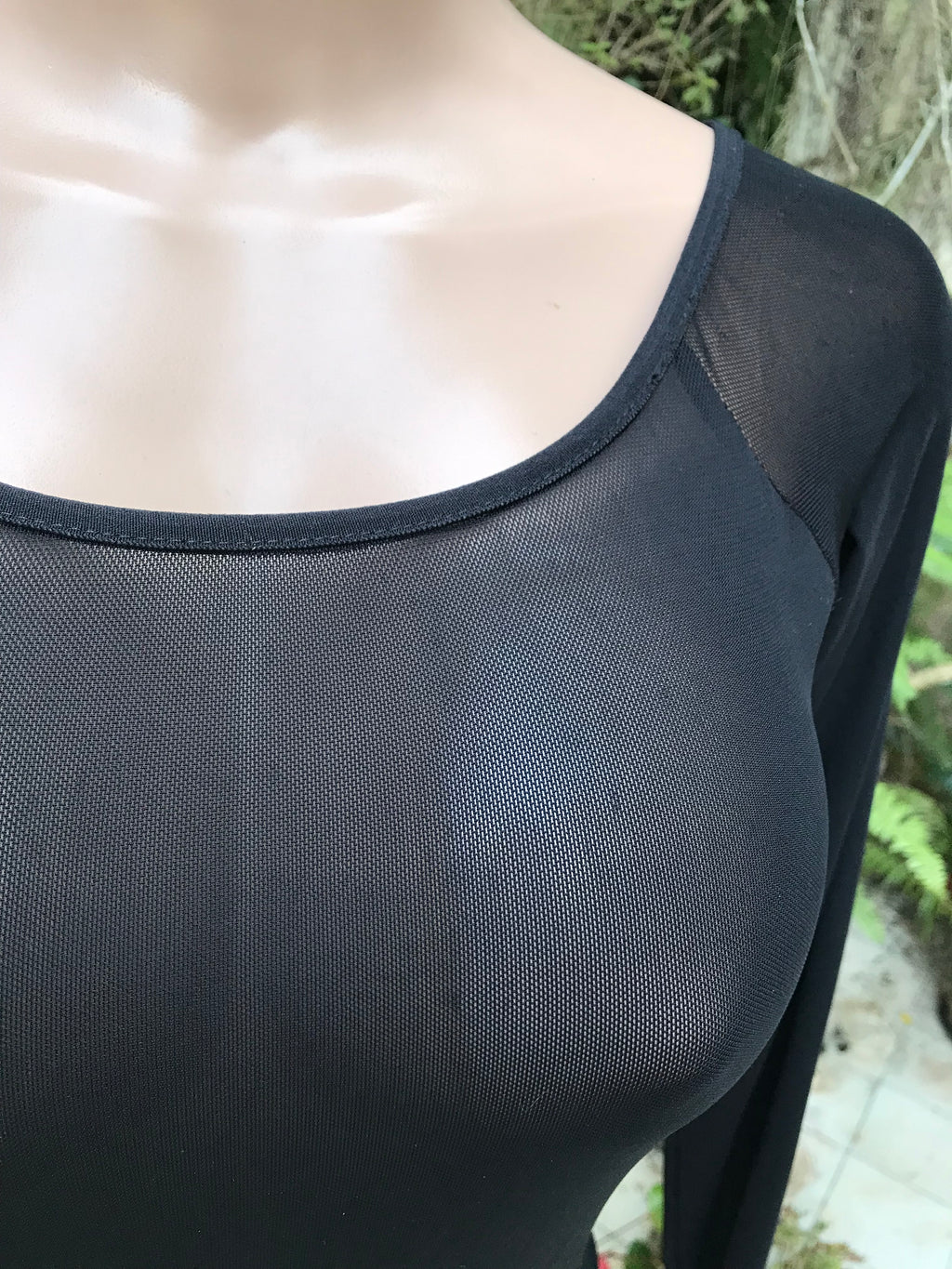 Black long sleeve mesh bodysuit ... m