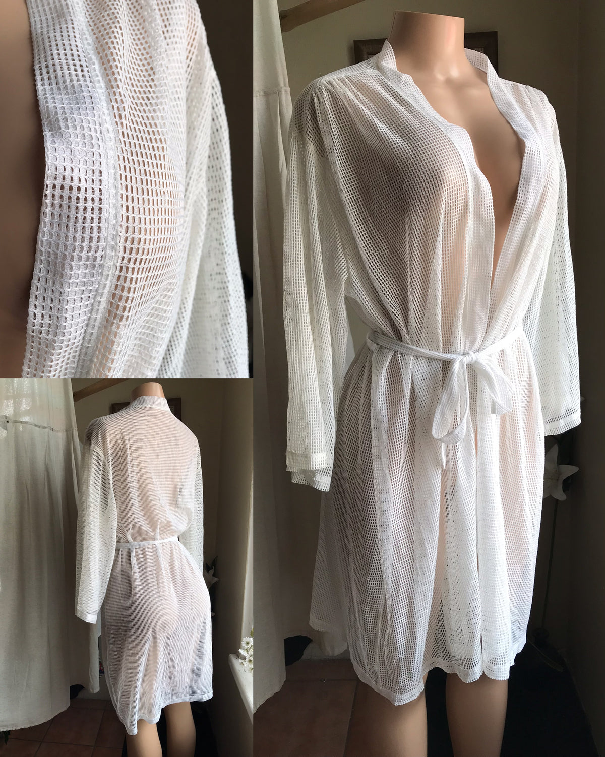 white mesh robe/ cover up ... L