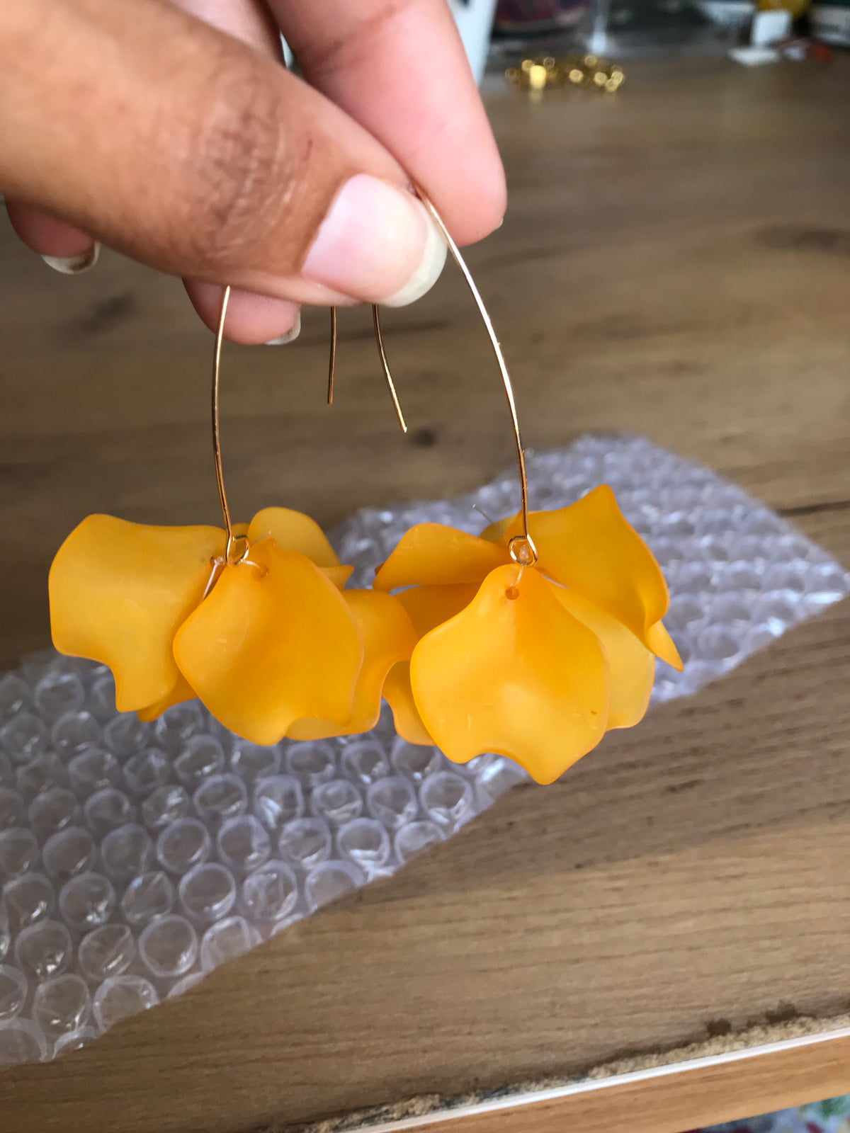 Yellow flower earring