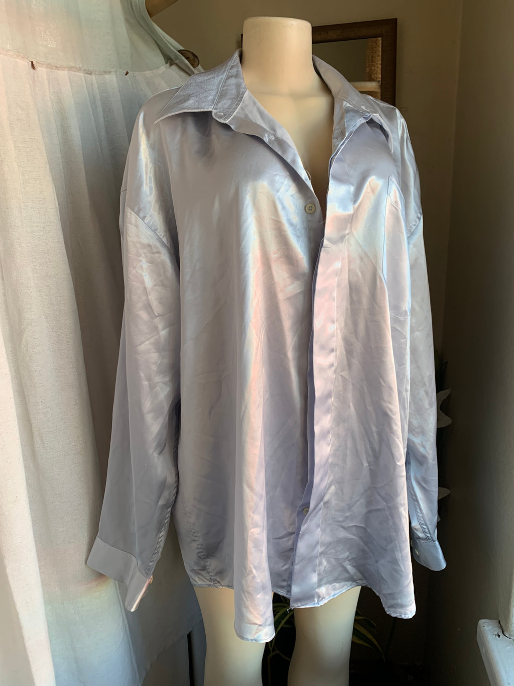 vintage Metallic silver Men’s occasion shirt … Size 18 /xl : 2x