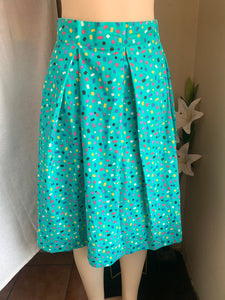 Turquoise confetti printed cotton A-line skirt ,,, s