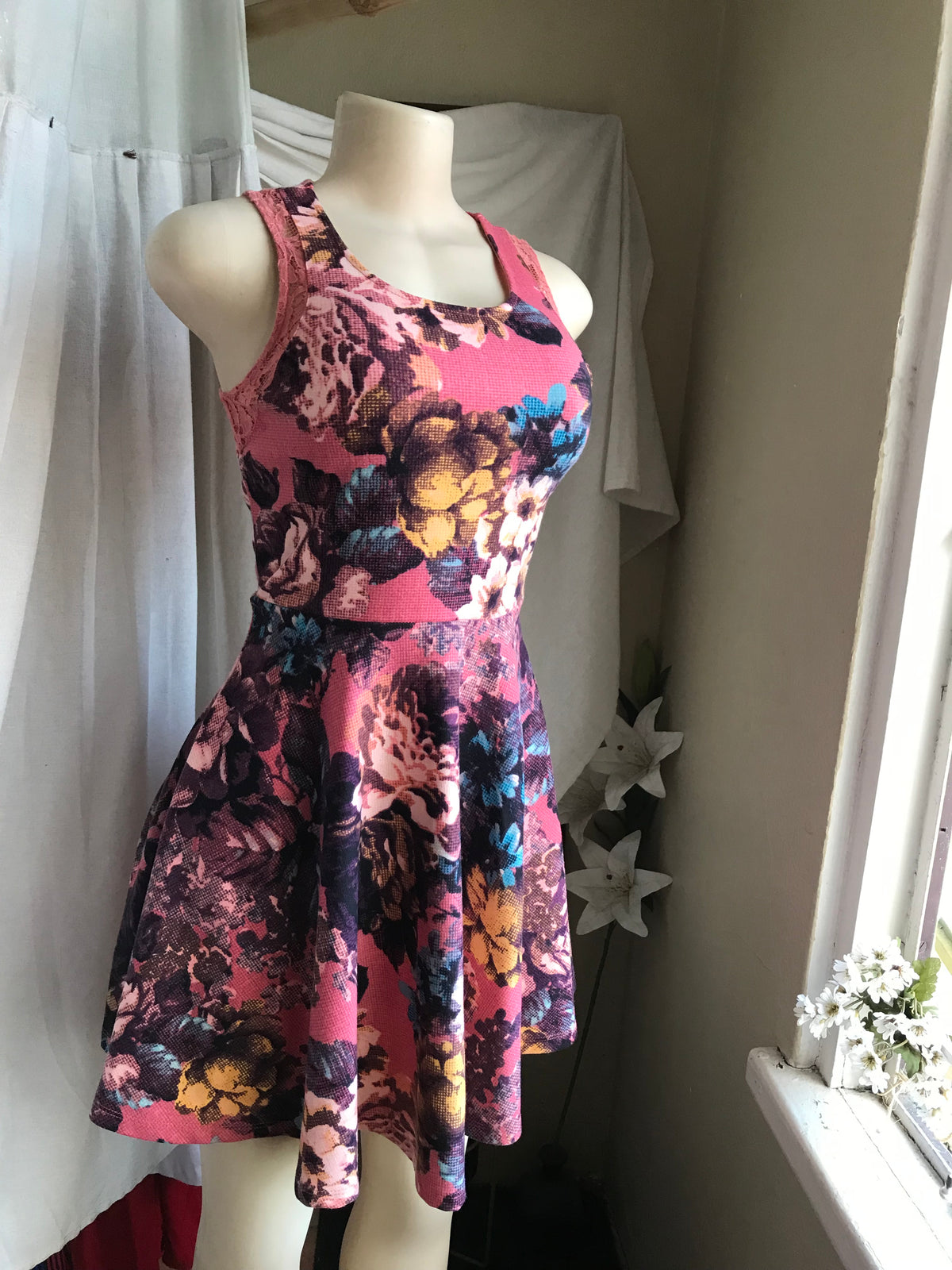 Pink print Babydoll dress s