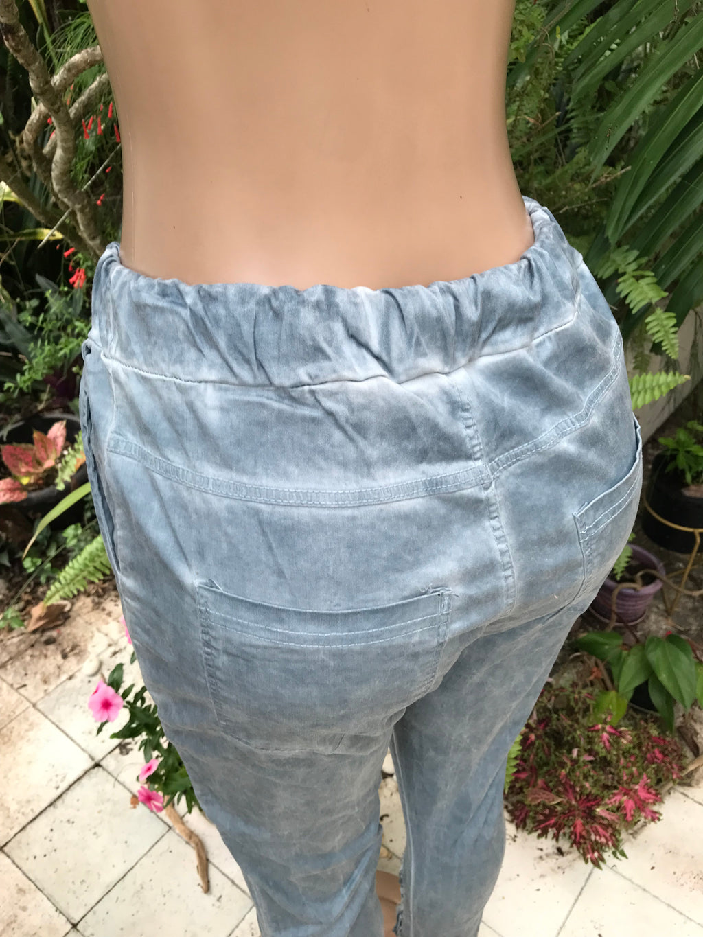 Light Blue Jogger Pants With Sequin Detail ::: M