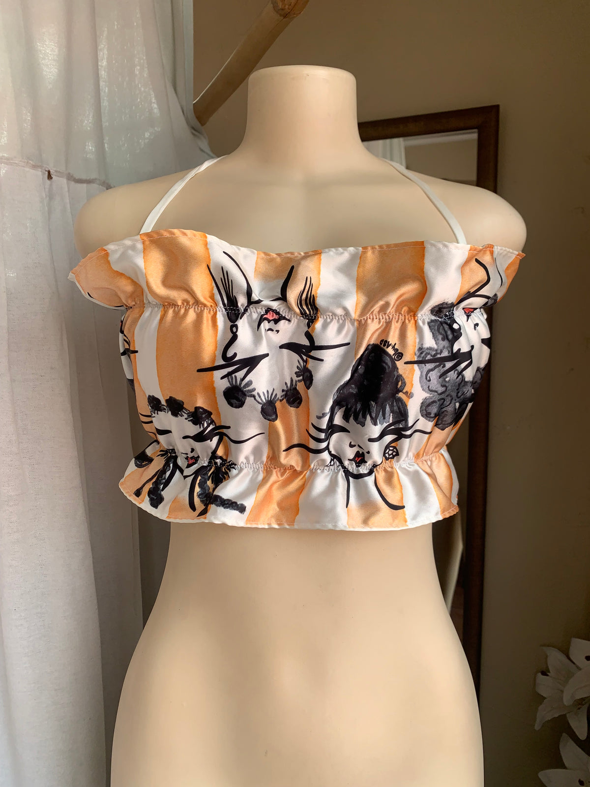 Jamaican made face print tube crop top … Size free/ adjustable