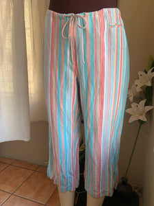 retro Organic candy striped holiday draw string pants ::: size 14 / L